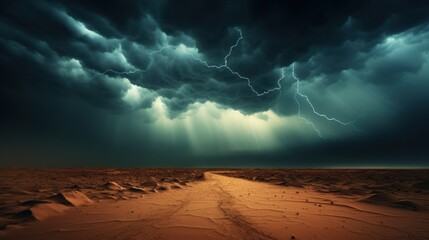 a storm clouds over a desert - obrazy, fototapety, plakaty