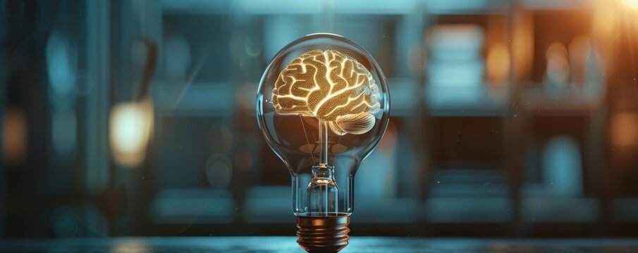 Brainstorming concept with light bulb and brain