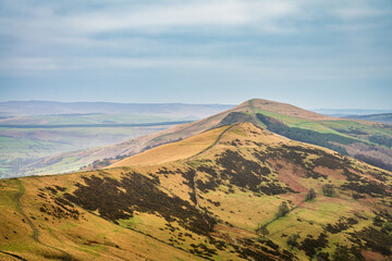The Great Ridge landscape of Mam Tor hill. Peak District. United Kingdom