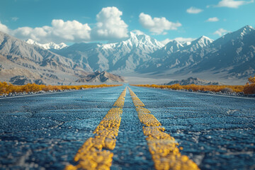 An image of an open road stretching into the horizon, symbolizing boundless opportunities and exploration. Concept of freedom and adventure. Generative Ai.
