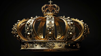 Majestic royal crown aglow in darkness - obrazy, fototapety, plakaty
