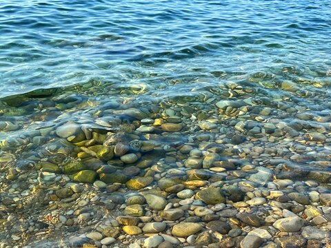 Sea waves on pebble beach