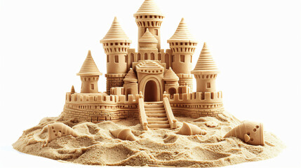 Beach sandcastle on vacation isolated over