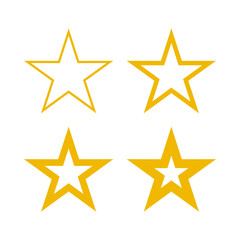 Hollow Gold Star Stroke Shape Icons
