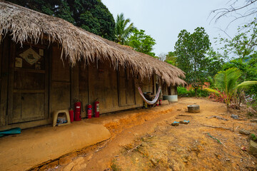 Original village thatched house in Chubao Village, Wuzhishan City, Hainan, China