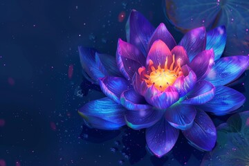 Sacred Bloom: Lotus Flower in Cosmic Radiance - Transcendent Tranquility, Divine Glow	