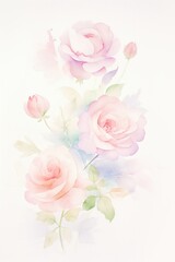Romantic Roses, Roses in soft pinks & whites, love's whisper, cartoon drawing, water color style.