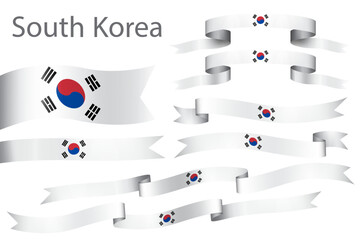 set of flag ribbon with colors of South Korea for independence day celebration decoration