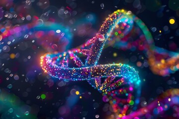 Rainbow DNA: Illuminating the Genetic Spectrum of Sexual Identity - Genetic Kaleidoscope: 3D Illustration of LGBTQ+ Predisposition	
 - obrazy, fototapety, plakaty