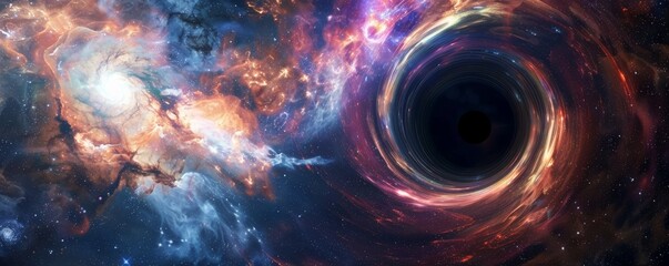 Cosmic vortex - spectacular black hole and galaxy - obrazy, fototapety, plakaty