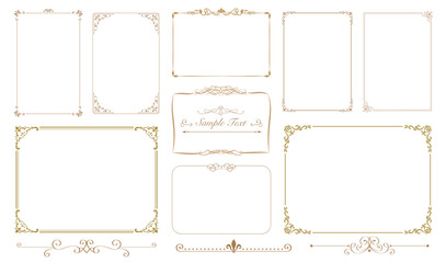 Elegant thin frames. Set of Decorative vintage borders set. Vector design. floral ornament..eps