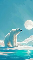 Arctic moonlight: polar bear by night
