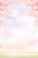 Fototapeta na wymiar Sakura Canopy, Sakura canopy, blanket of pink, dreamy mood, cartoon drawing, water color style.
