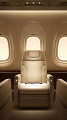 Luxury private jet interior with elegant seat
