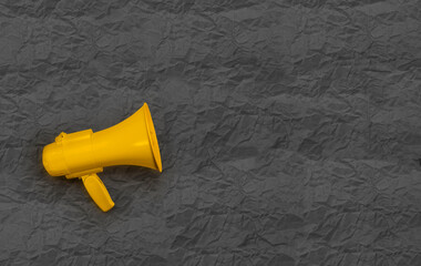 Loudhailer or megaphone. Announcement, advertising, public hearing concept. Mockup design with loudspeaker, background with blank empty space for copy space.