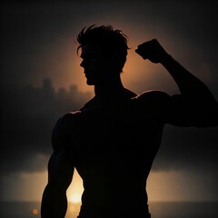 Silhouette of muscular men, motivational Picture 4k