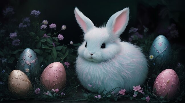 Easter bunny and eggs