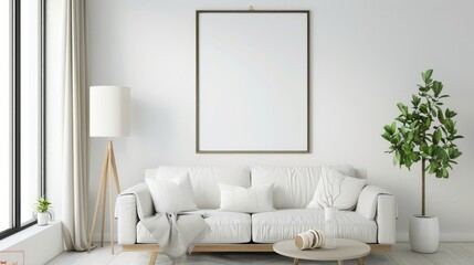 Frame mockup, Modern interior design. 3D render