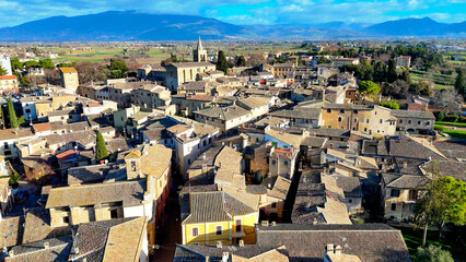 Bevagna, Umbria, Italy. Aerial View. - obrazy, fototapety, plakaty