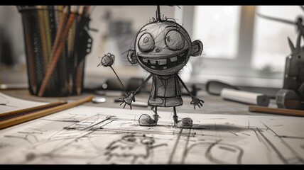 Sketch of a cartoon Character