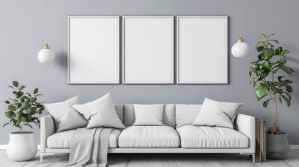 Frame mockup, Modern interior design. 3D render