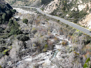 A UAV Drone View of the Thurman Flats Area of the San Bernardino National Forest and Mill Creek Near Yucaipa, and Redlands, California