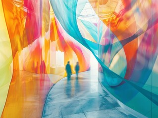 Abstract Energy Flow: Dynamics in the Workplace,A vibrant, abstract image representing the flow of energy and ideas in a collaborative workspace - obrazy, fototapety, plakaty