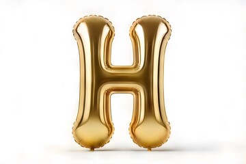 Golden balloon shape for alphabet (H) character (h) on white background