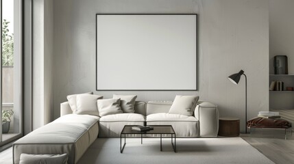 Frame mockup, Modern interior design. 3D render