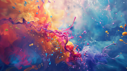 Bold colors splash across the screen, infusing life into the scene. - obrazy, fototapety, plakaty