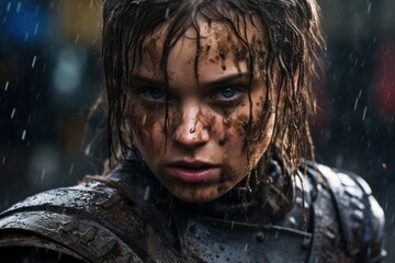 a woman with wet hair and wet skin - obrazy, fototapety, plakaty