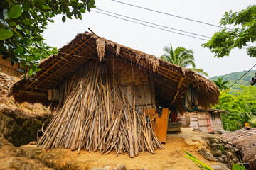 Original village thatched house in Chubao Village, Wuzhishan City, Hainan, China