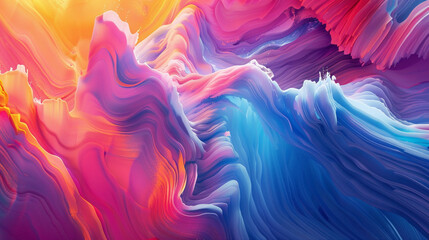 Bold strokes of vibrant color blend seamlessly, creating an energetic gradient wave. - obrazy, fototapety, plakaty