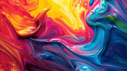 Bold strokes of vibrant color swirl gracefully, creating an energetic gradient pattern. - obrazy, fototapety, plakaty