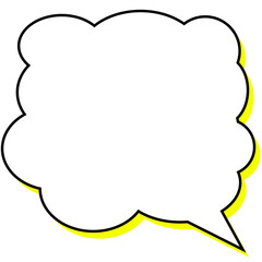 大きな黄色い影付きもくもくの吹き出し