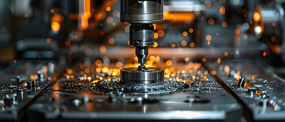 Precision Machining: Crafting Steel Auto Parts in a Modern Workshop. Concept Steel Alloys, Auto Manufacturing, CNC Machinery, Industrial Tools, Custom Fabrication - obrazy, fototapety, plakaty