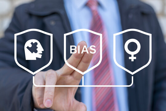 Bias business concept. Bias model or implicit bias drives our explicit behavior, perspective and decisions with mindfulness, consciousness, preconscious, feeling and unconscious bias.