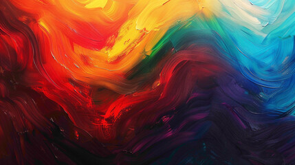 Bold strokes of vibrant color blend seamlessly, creating an energetic gradient wave. - obrazy, fototapety, plakaty