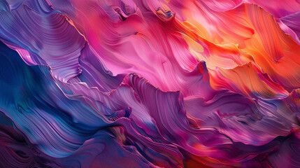 Bold strokes of vibrant color blend gracefully, forming a dynamic gradient wave. - obrazy, fototapety, plakaty