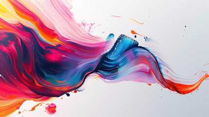 A fluid and dynamic gradient wave emerges from a canvas adorned with bold strokes of vivid color. - obrazy, fototapety, plakaty