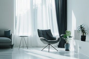 Modern Minimalist Lounge with Natural Light