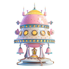 Vibrant item featuring bells and lights up close, creating a colorful and lively display Isolated on transparent - obrazy, fototapety, plakaty