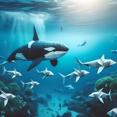 paper shark & killer whale
