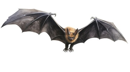 Bat in flight in hand drawn style isolated on white background.