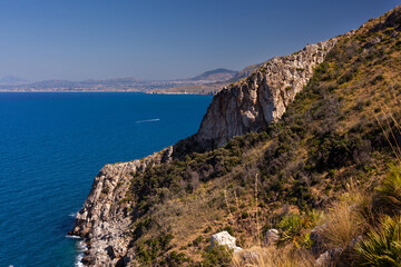 Coastline of the Zingaro Nature Reserve, Scopello, Trapani, Sicily,