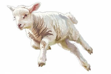 Beautifully crafted artwork of a young lamb depicted with soft textures and a sense of movement