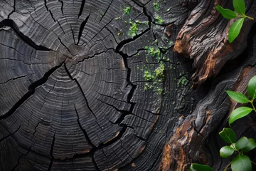 Foto op Canvas Closeup of a tree stump covered in leaves, part of a natural landscape © Irina