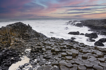 Giant's Causeway after a storm and big winds, Northern Ireland