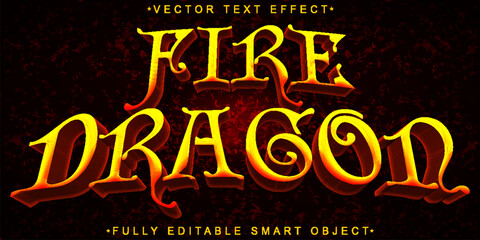 Yellow Fire Dragon Vector Fully Editable Smart Object Text Effect
