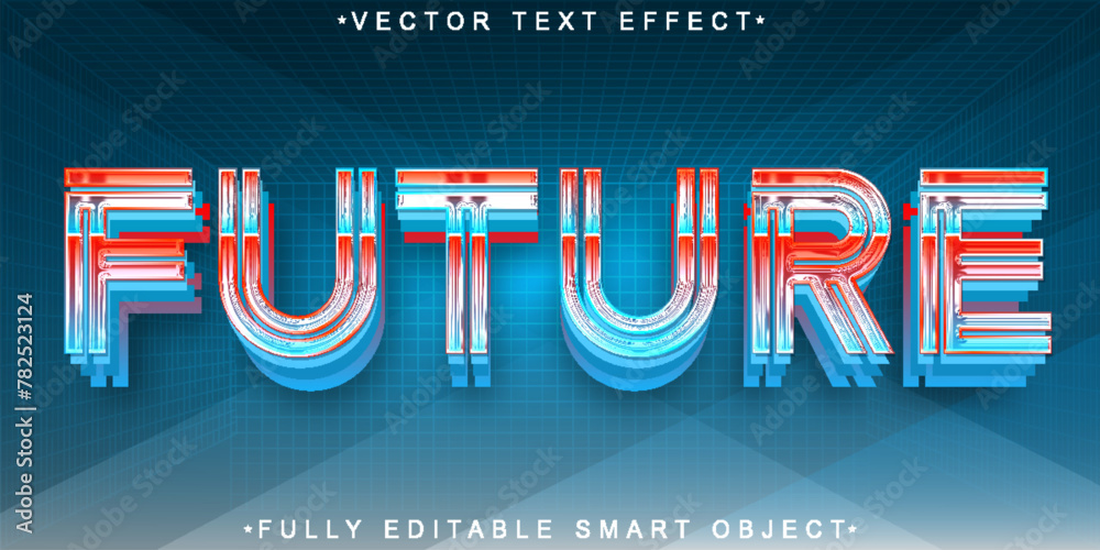 Poster shiny colorful future vector fully editable smart object text effect